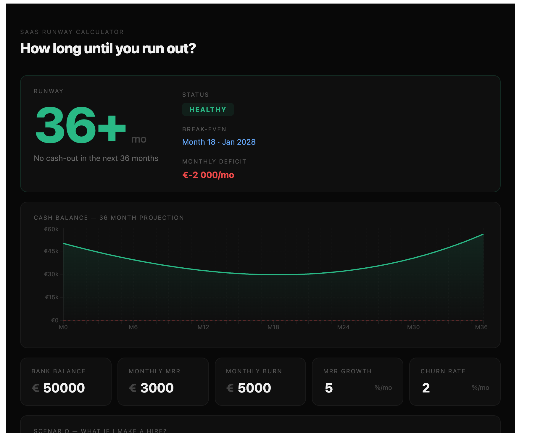 Runway Calculator — How long until zero?