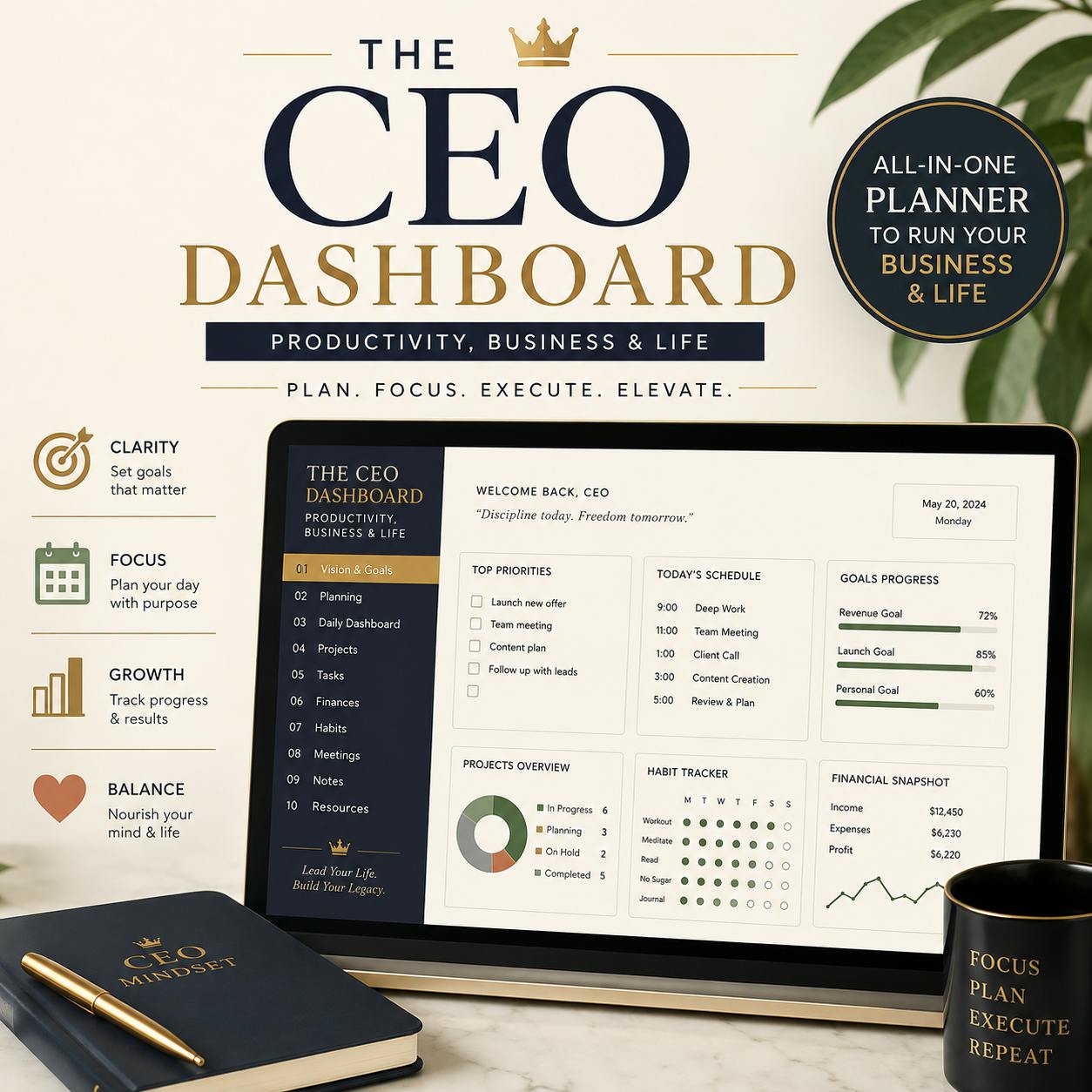 The CEO Notion Dashboard | Productivity