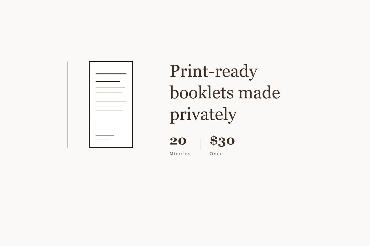 Print-ready funeral & wedding booklets
