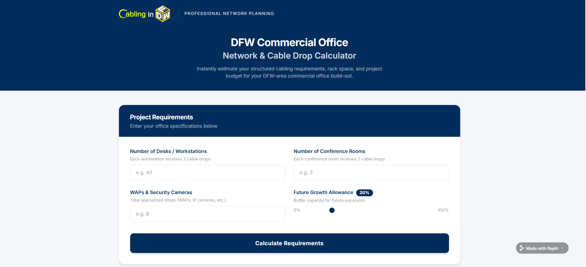 DFW Office Network & Cable Calculator
