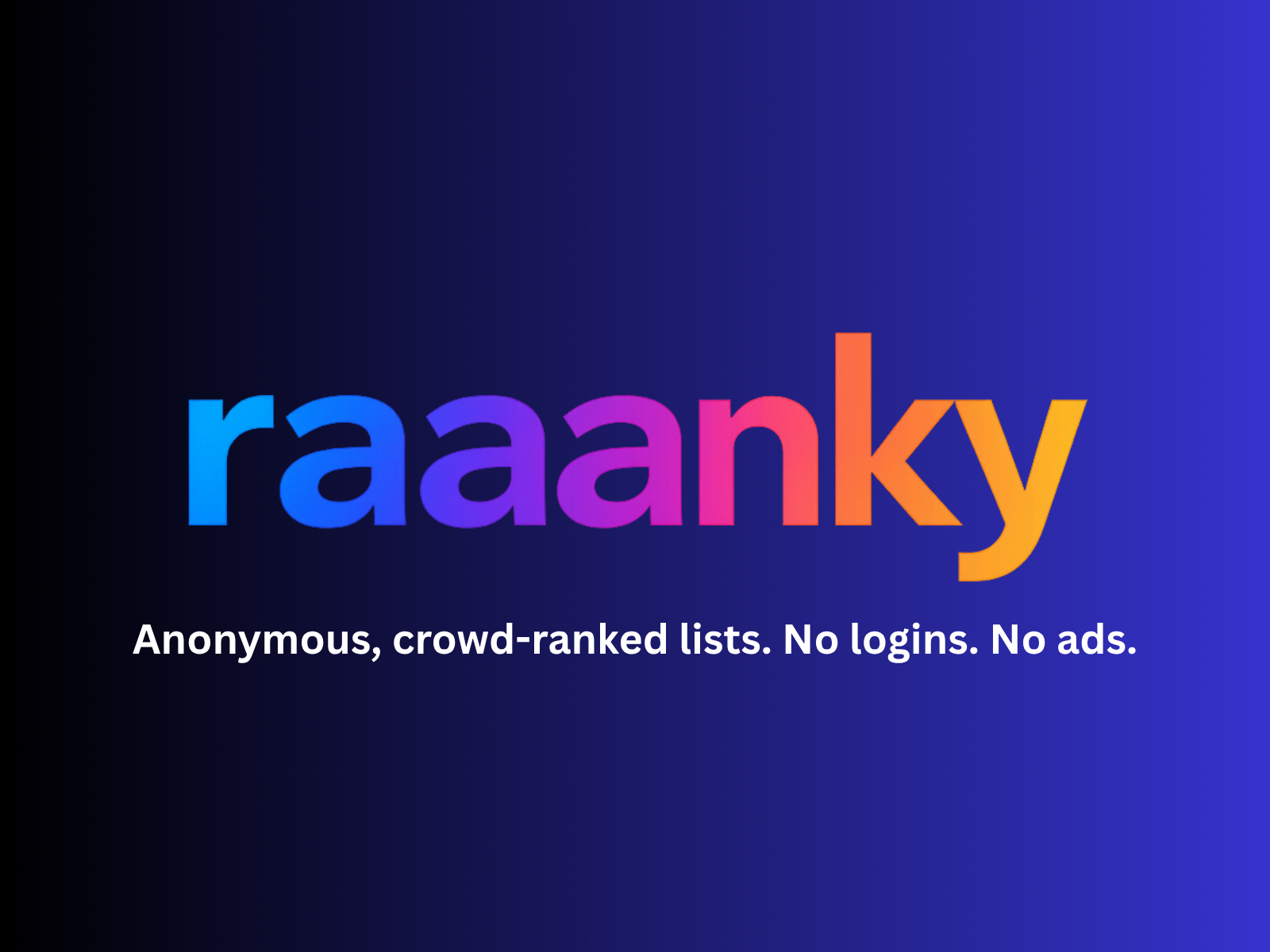 raaanky — Rank anything, anonymously