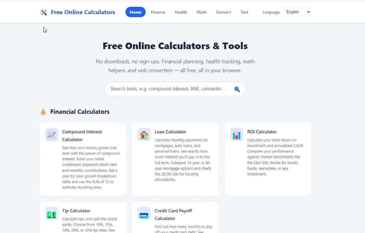 Free Online Calculators