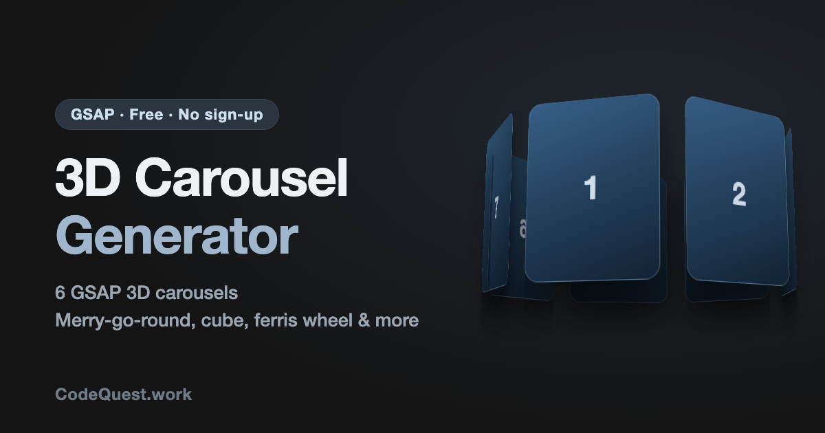 3D Carousel | GSAP Generator (6 types)