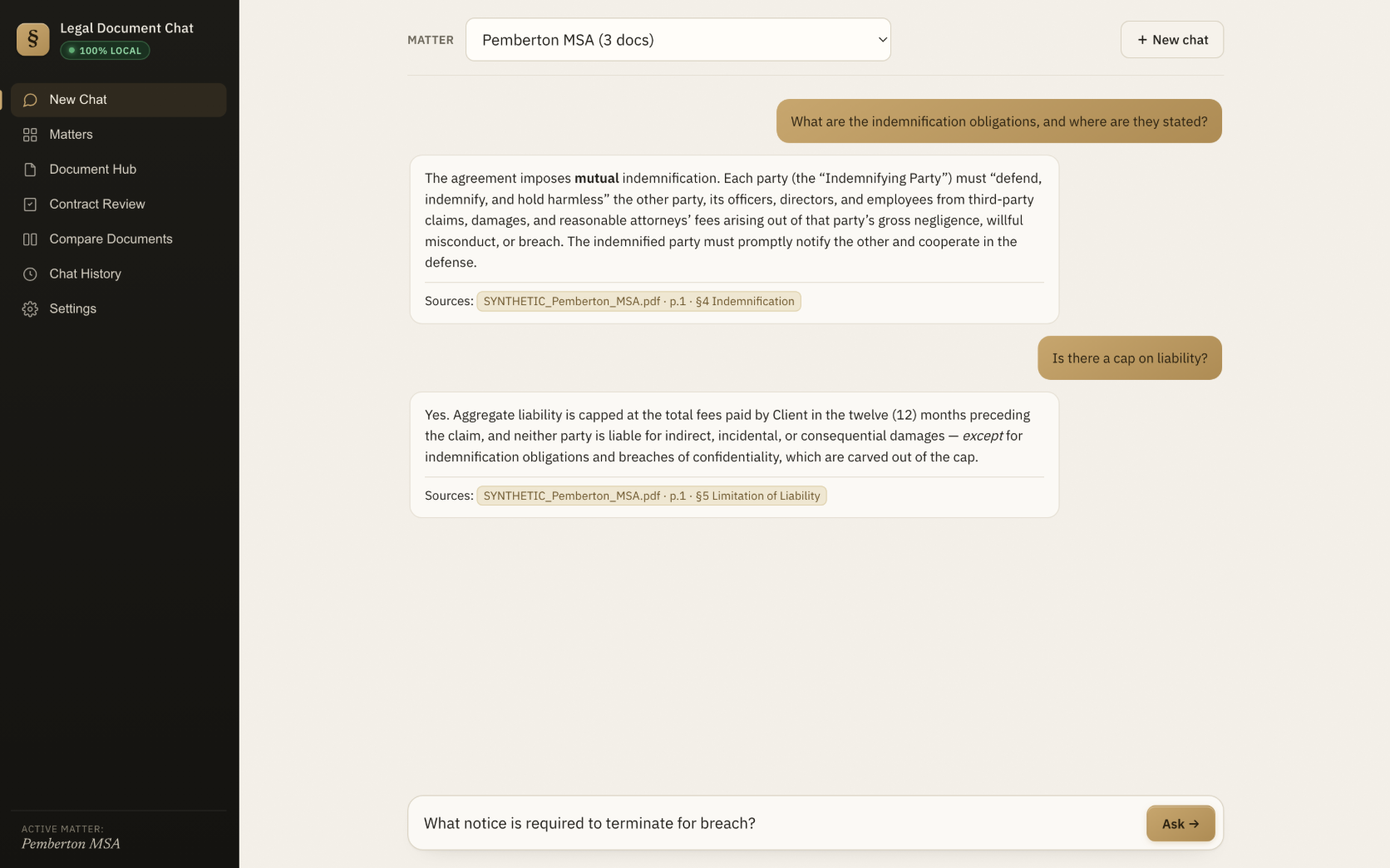 Legal Document Chat for Attorneys, open
