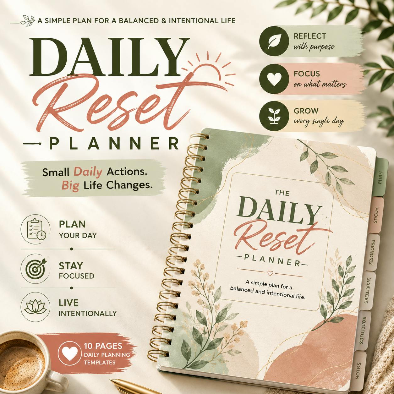 Daily Reset Planner |Start Every Morning