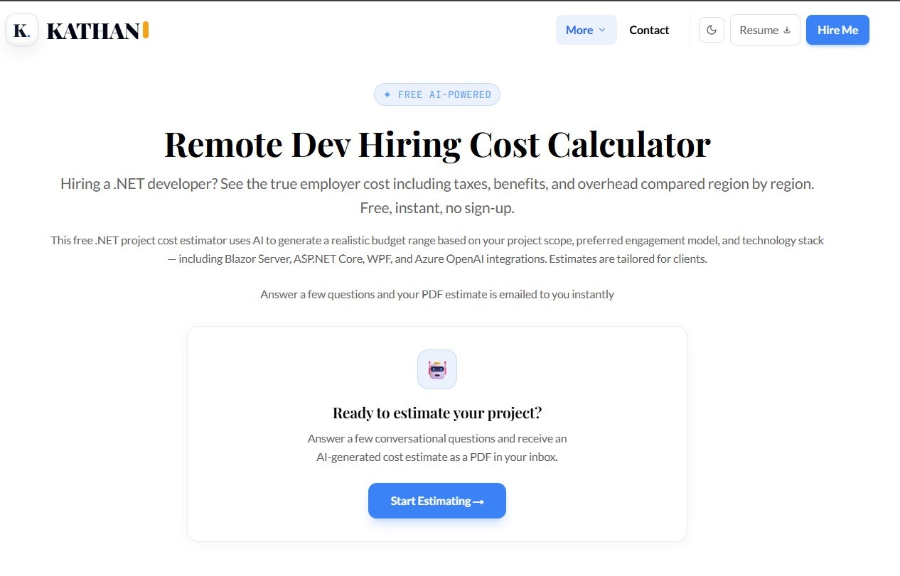 .NET Project Cost Estimator